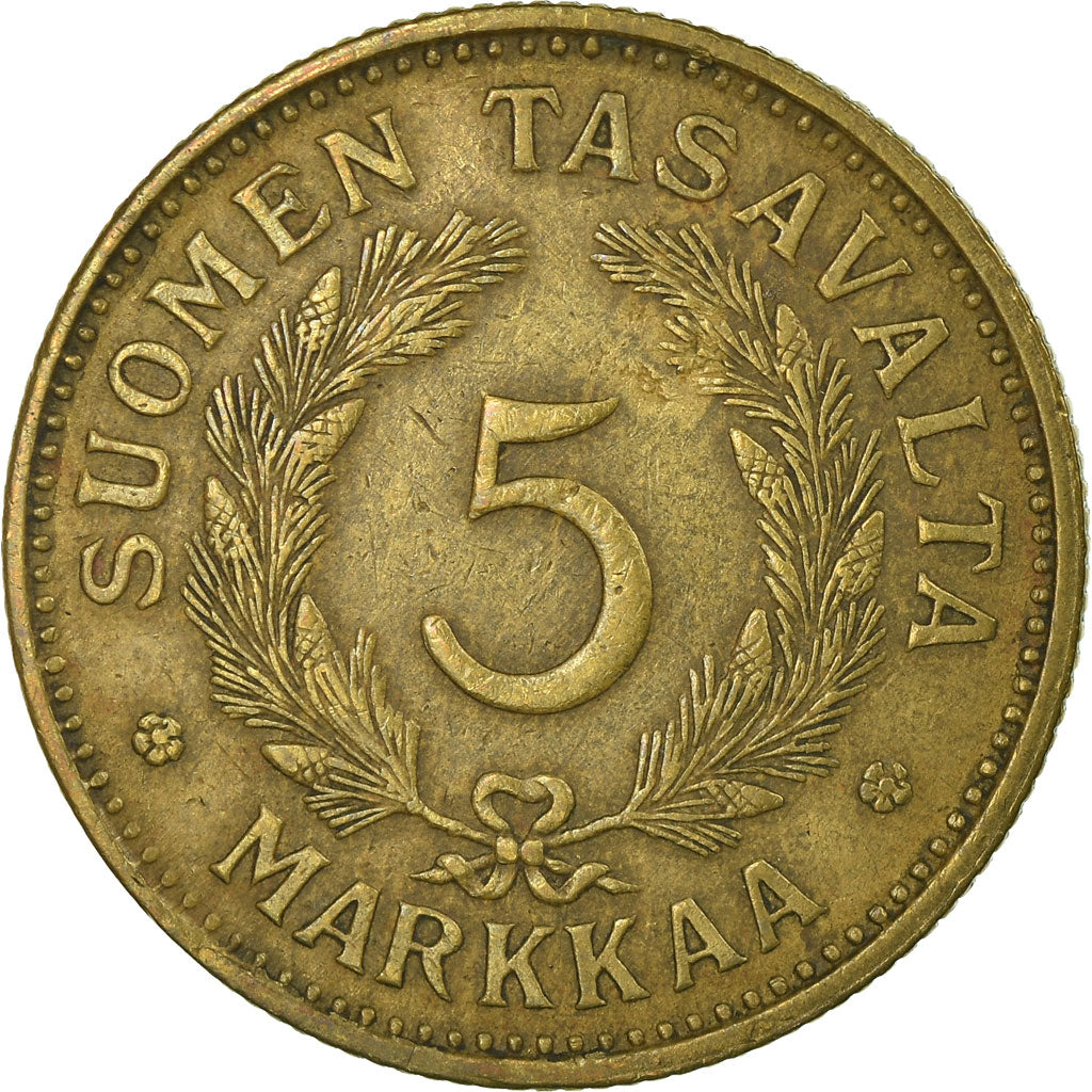 Coin, Finland, 5 Markkaa, 1948, EF(40-45), Brass, KM:31a