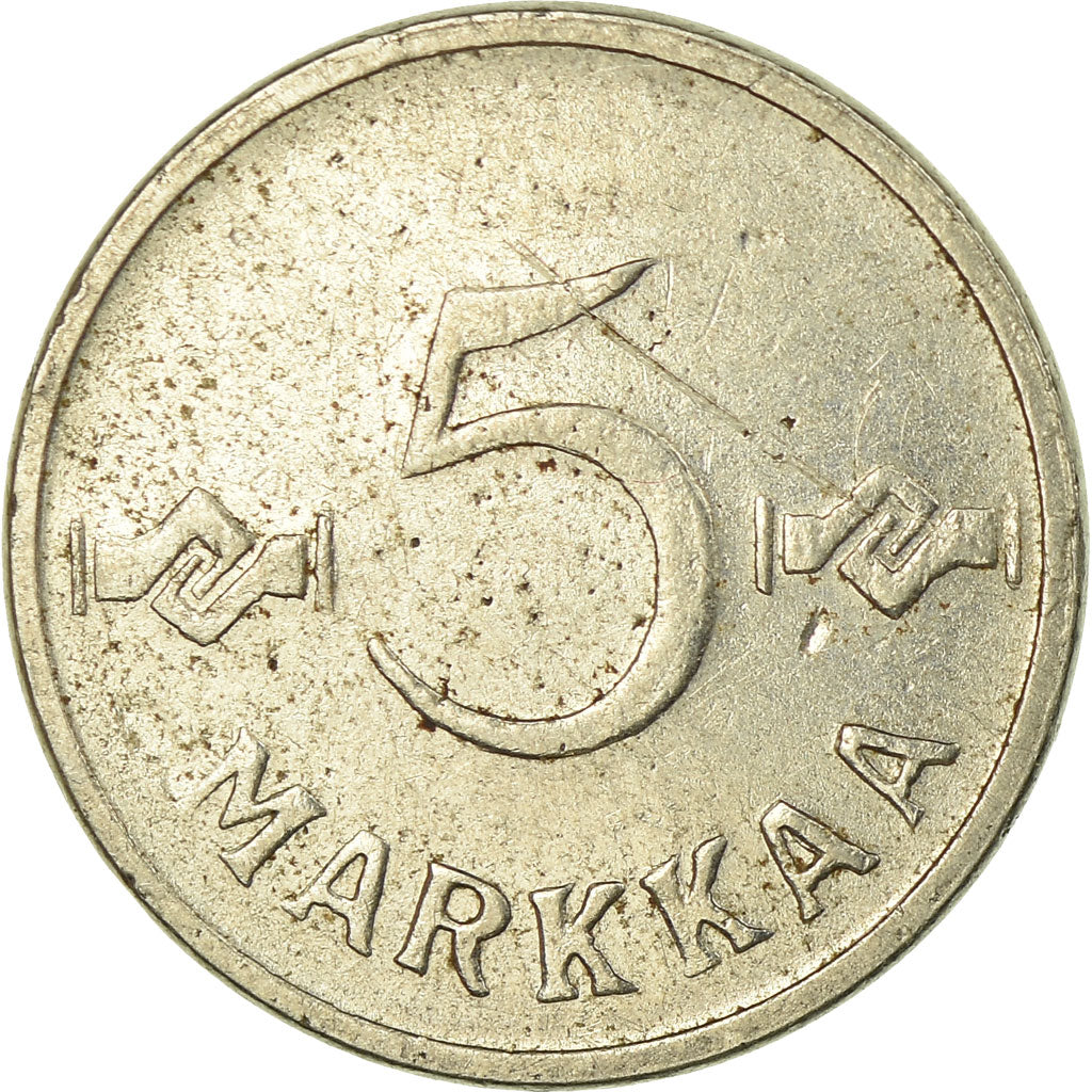 Moneta, Finlandia, 5 Markkaa, 1955, MB+, Ferro placcato nichel, KM:37a