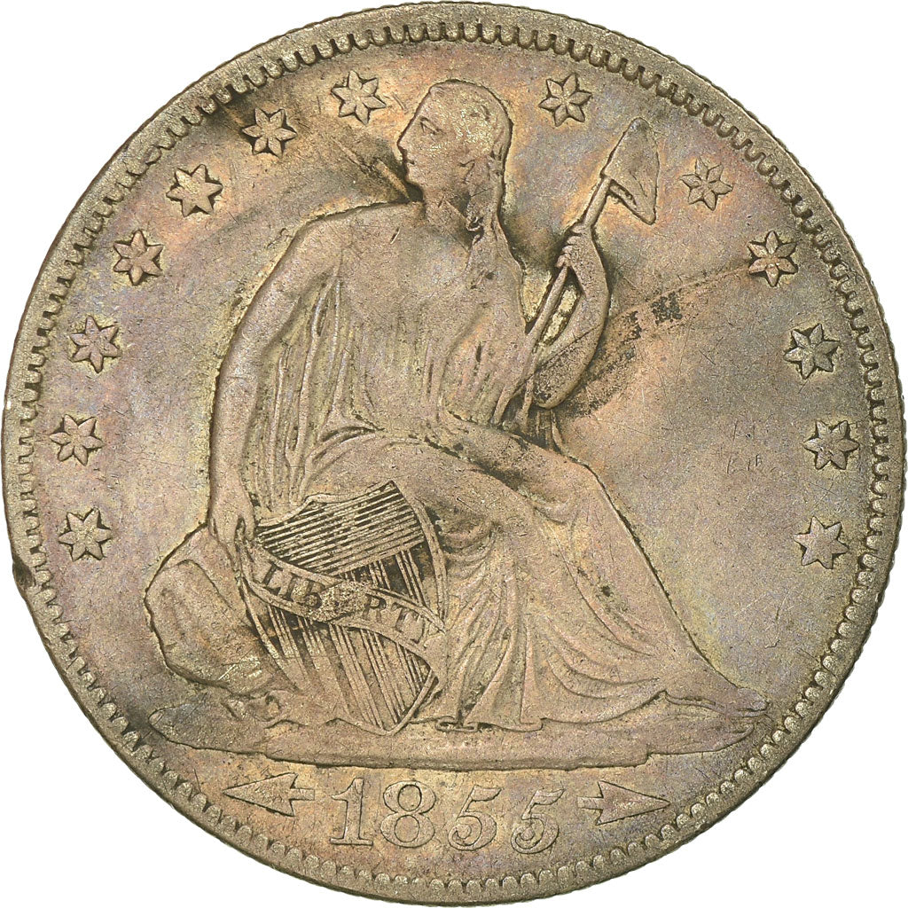 Coin, United States, Seated Liberty Half Dollar, Half Dollar, 1855, U.S. Mint