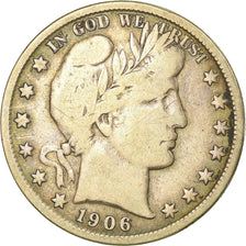 Coin, United States, Barber Half Dollar, Half Dollar, 1906, U.S. Mint, Denver