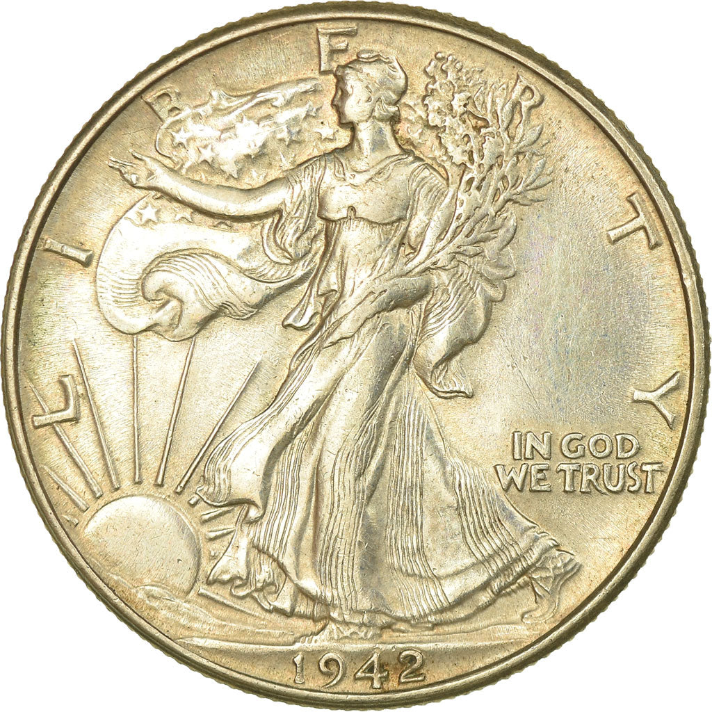 Coin, United States, Walking Liberty Half Dollar, Half Dollar, 1942, U.S. Mint