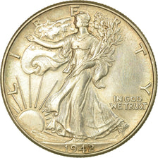 Coin, United States, Walking Liberty Half Dollar, Half Dollar, 1942, U.S. Mint