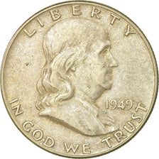 Coin, United States, Franklin Half Dollar, Half Dollar, 1949, U.S. Mint