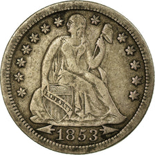 Coin, United States, Seated Liberty Dime, Dime, 1853, U.S. Mint, Philadelphia