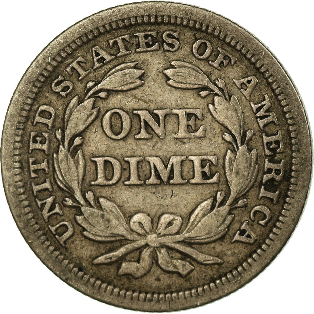 Coin, United States, Seated Liberty Dime, Dime, 1853, U.S. Mint, Philadelphia