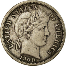 Moneta, USA, Barber Dime, Dime, 1900, U.S. Mint, San Francisco, VF(30-35)