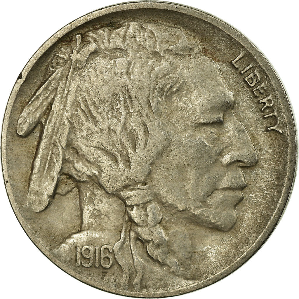 Coin, United States, Buffalo Nickel, 5 Cents, 1916, U.S. Mint, Philadelphia