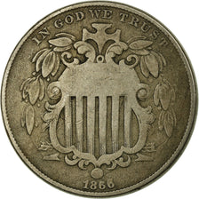 Monnaie, États-Unis, Shield Nickel, 5 Cents, 1866, U.S. Mint, Philadelphie, TB