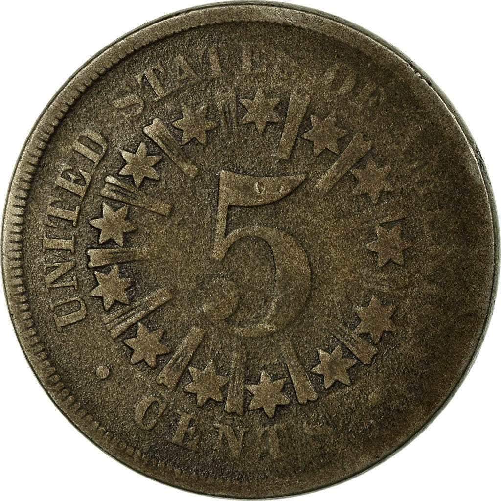 Monnaie, États-Unis, Shield Nickel, 5 Cents, 1866, U.S. Mint, Philadelphie, TB
