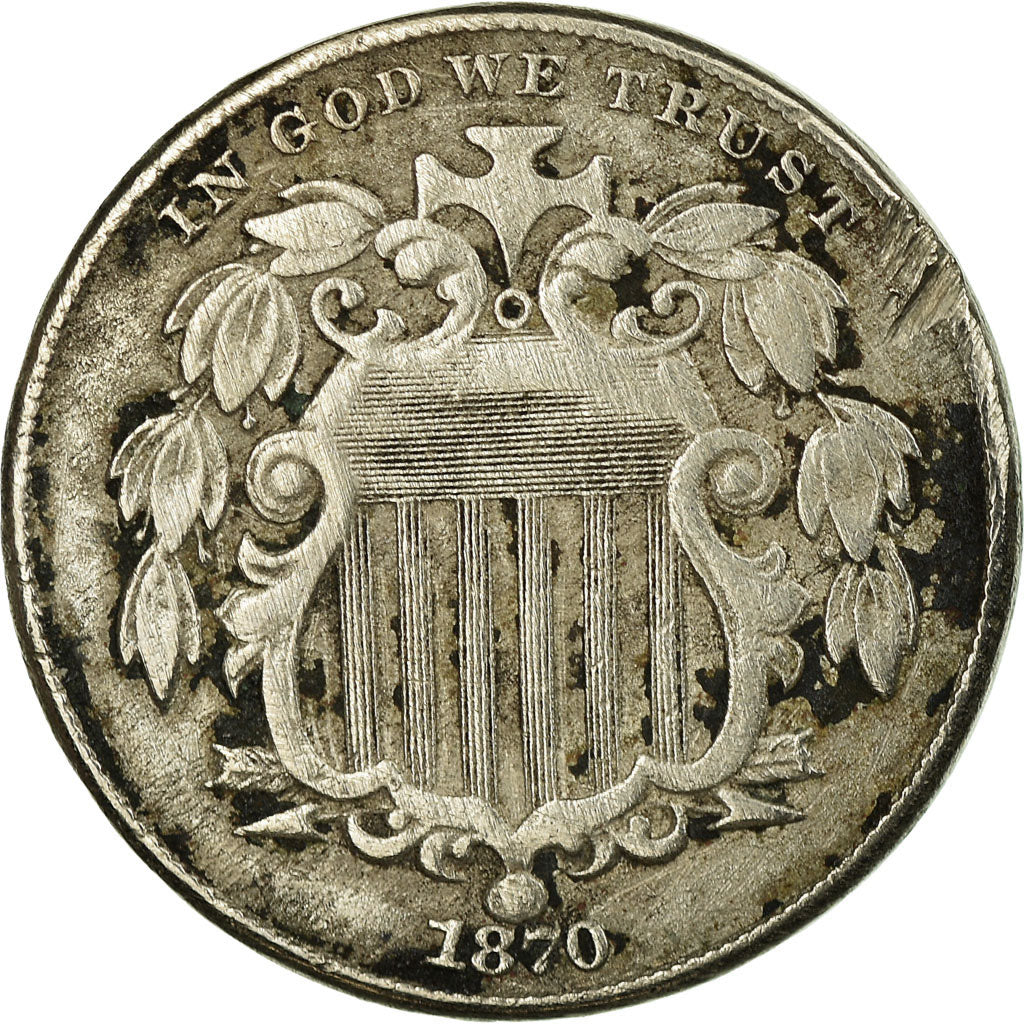 Monnaie, États-Unis, Shield Nickel, 5 Cents, 1869, U.S. Mint, Philadelphie, TB