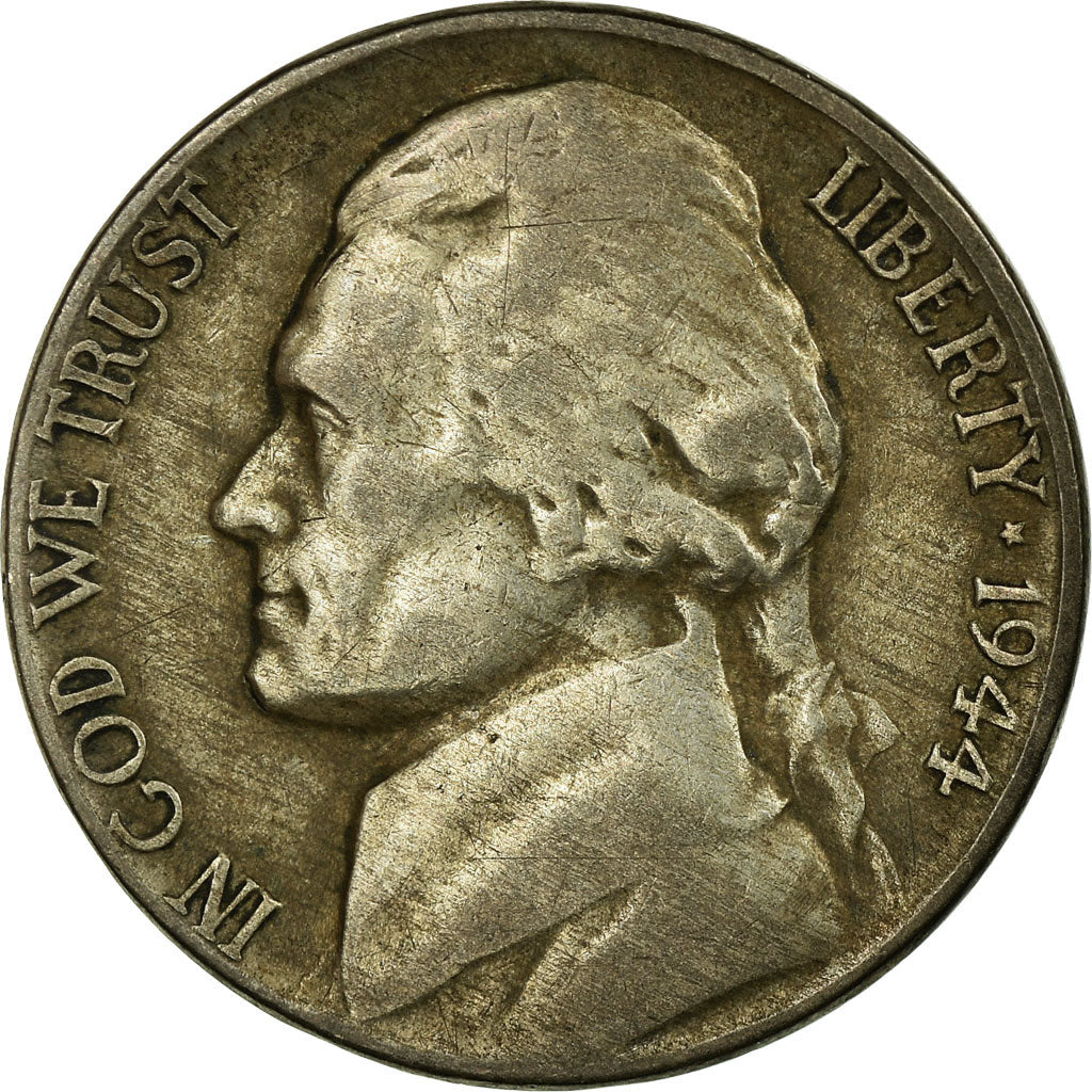 Moeda, Estados Unidos da América, Jefferson Nickel, 5 Cents, 1944, U.S. Mint