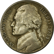 Moeda, Estados Unidos da América, Jefferson Nickel, 5 Cents, 1944, U.S. Mint