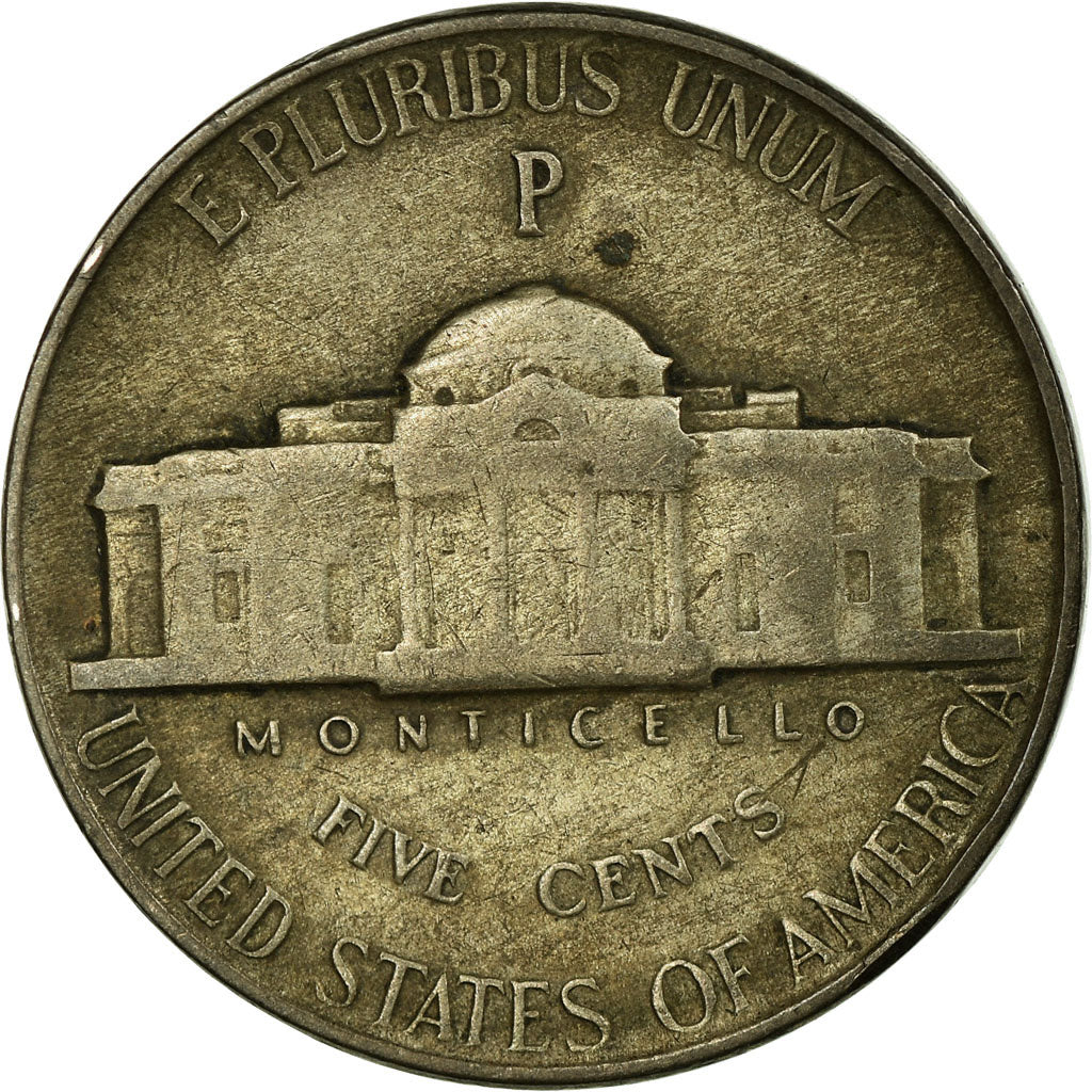 Moeda, Estados Unidos da América, Jefferson Nickel, 5 Cents, 1944, U.S. Mint