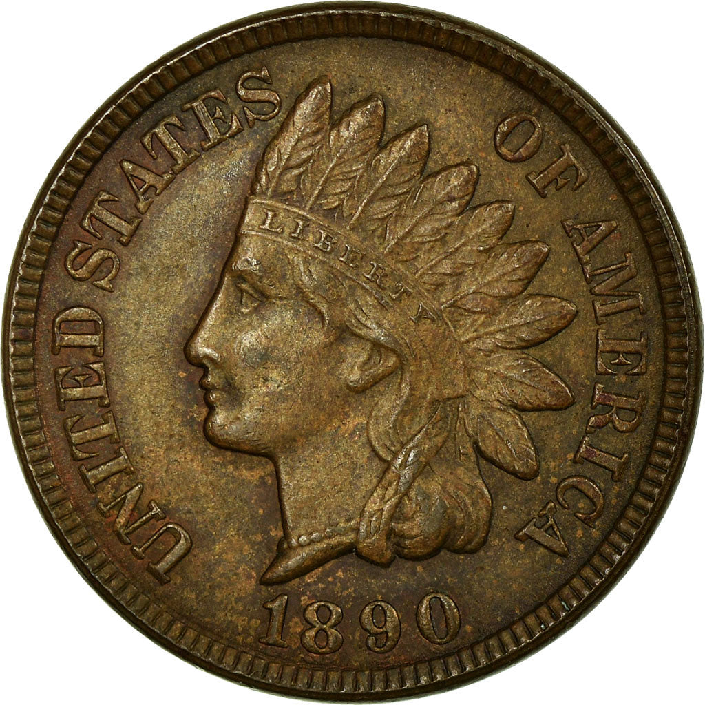 Coin, United States, Indian Head Cent, Cent, 1890, U.S. Mint, Philadelphia