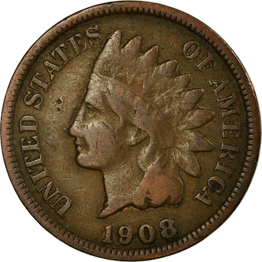 Coin, United States, Indian Head Cent, Cent, 1908, U.S. Mint, Philadelphia