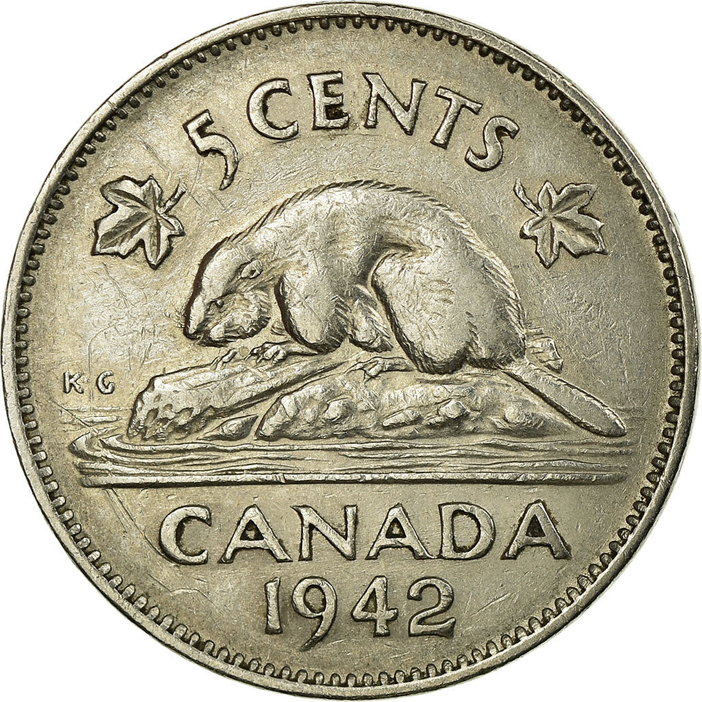 Monnaie, Canada, George VI, 5 Cents, 1942, Royal Canadian Mint, Ottawa, TTB