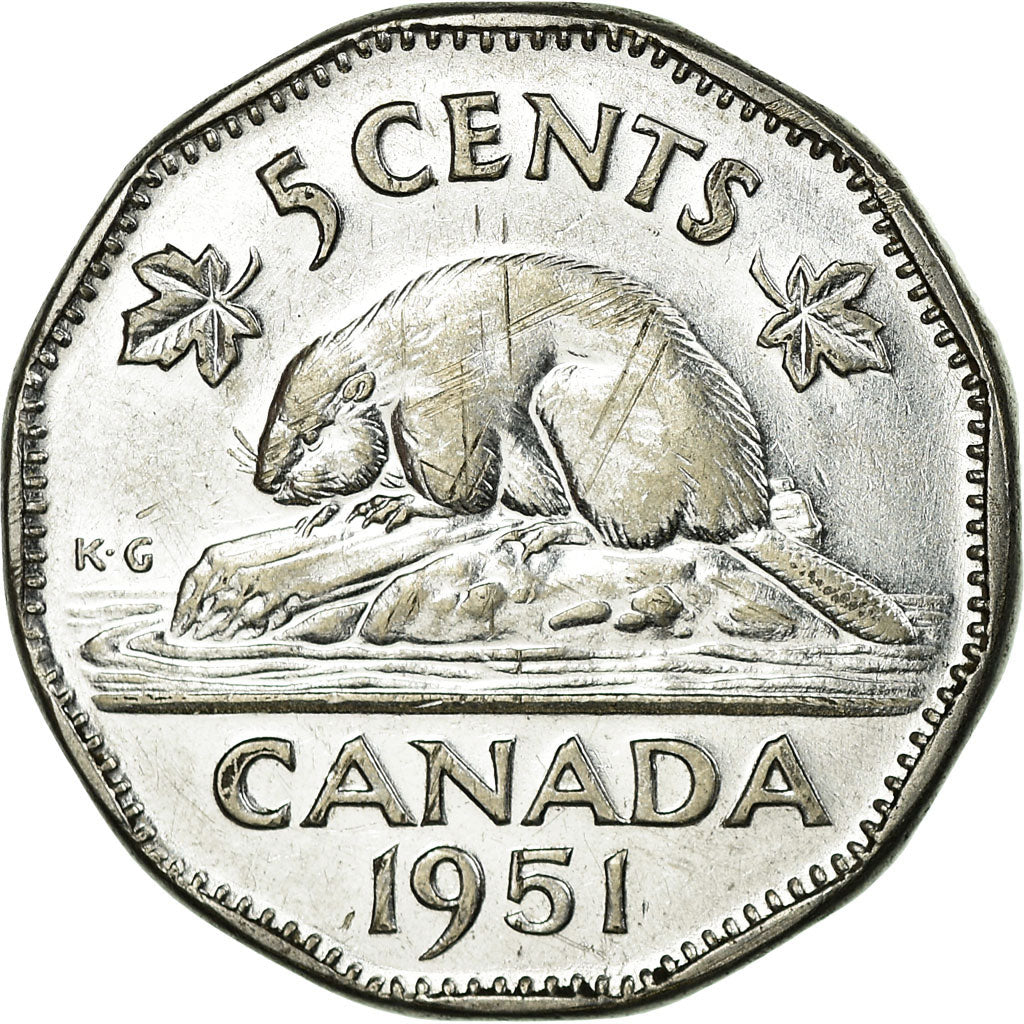 Coin, Canada, George VI, 5 Cents, 1951, Royal Canadian Mint, Ottawa, EF(40-45)