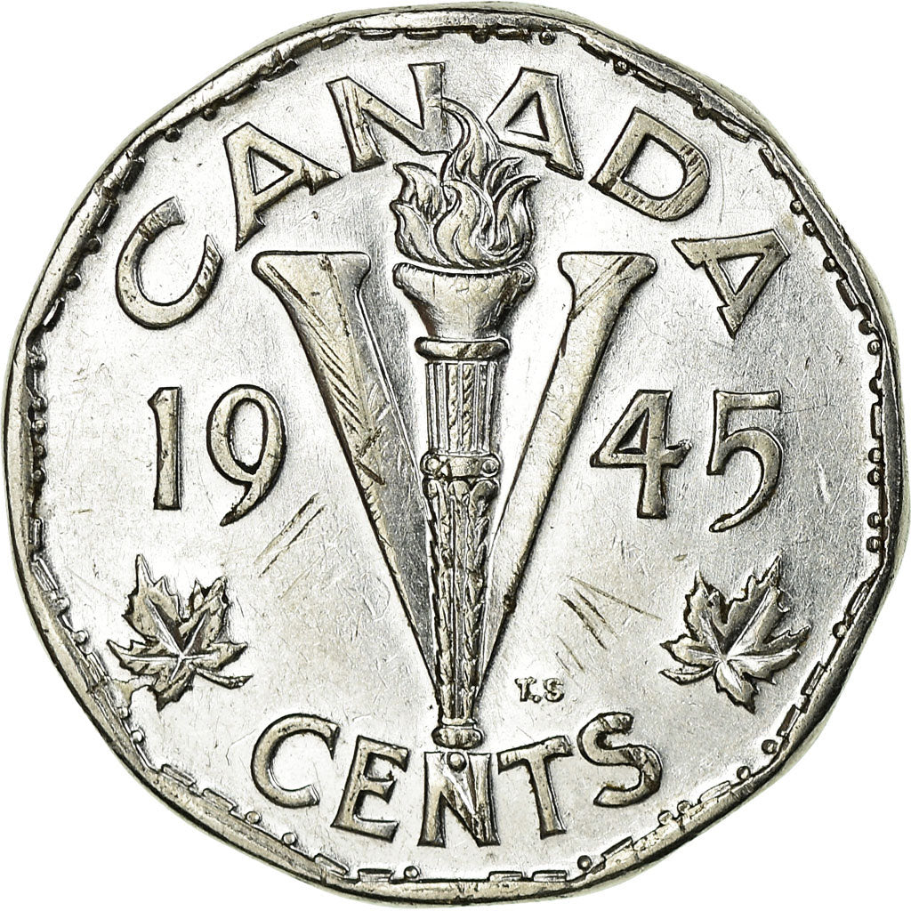 Coin, Canada, George VI, 5 Cents, 1945, Royal Canadian Mint, Ottawa, EF(40-45)