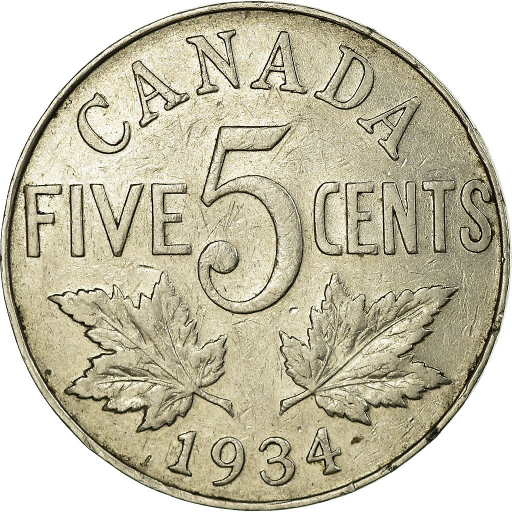Coin, Canada, George V, 5 Cents, 1934, Royal Canadian Mint, Ottawa, EF(40-45)