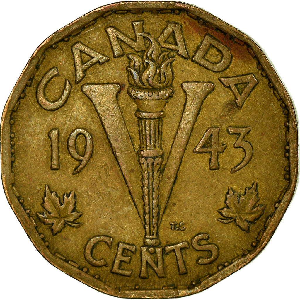 Coin, Canada, George VI, 5 Cents, 1943, Royal Canadian Mint, Ottawa, VF(30-35)