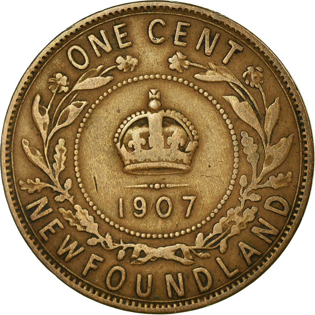 Coin, NEWFOUNDLAND, Large Cent, 1907, Royal Canadian Mint, VF(30-35), Bronze