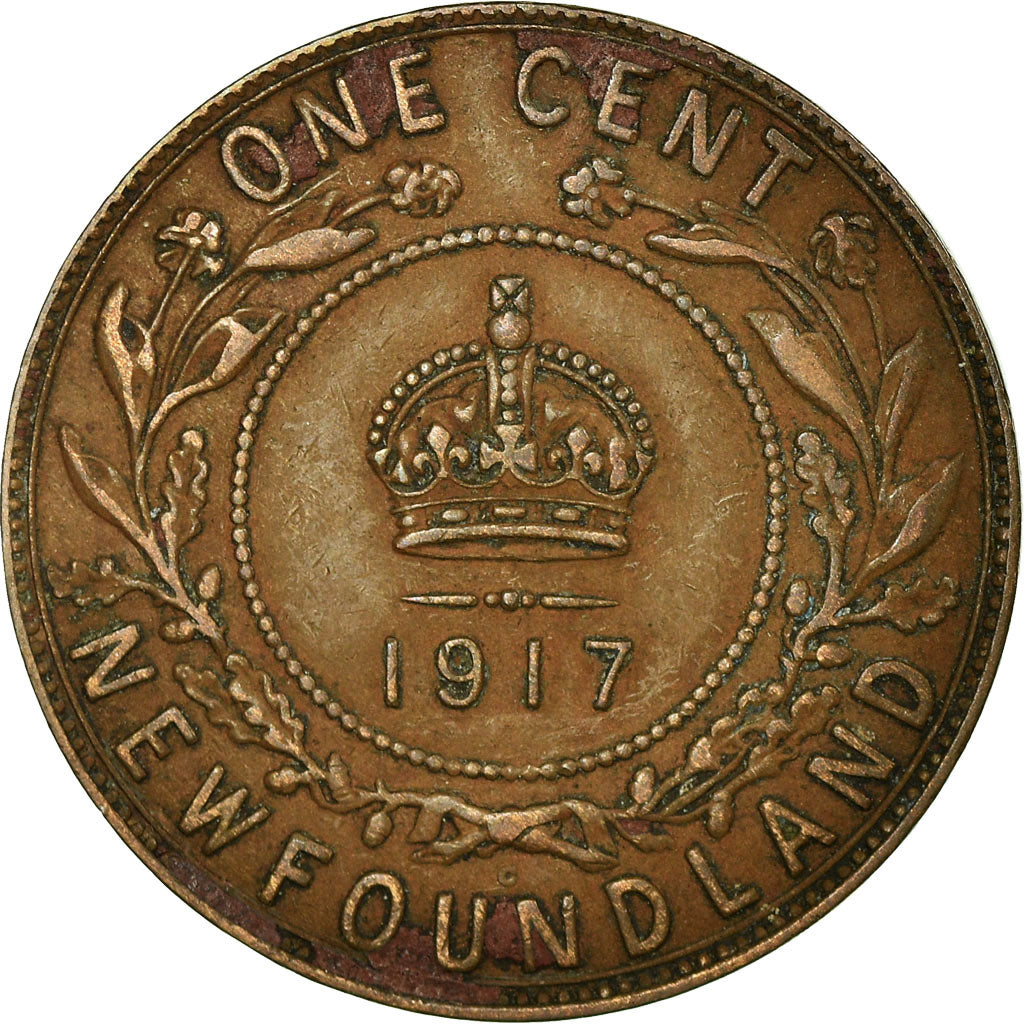 Coin, NEWFOUNDLAND, Large Cent, 1917, Royal Canadian Mint, VF(30-35), Bronze