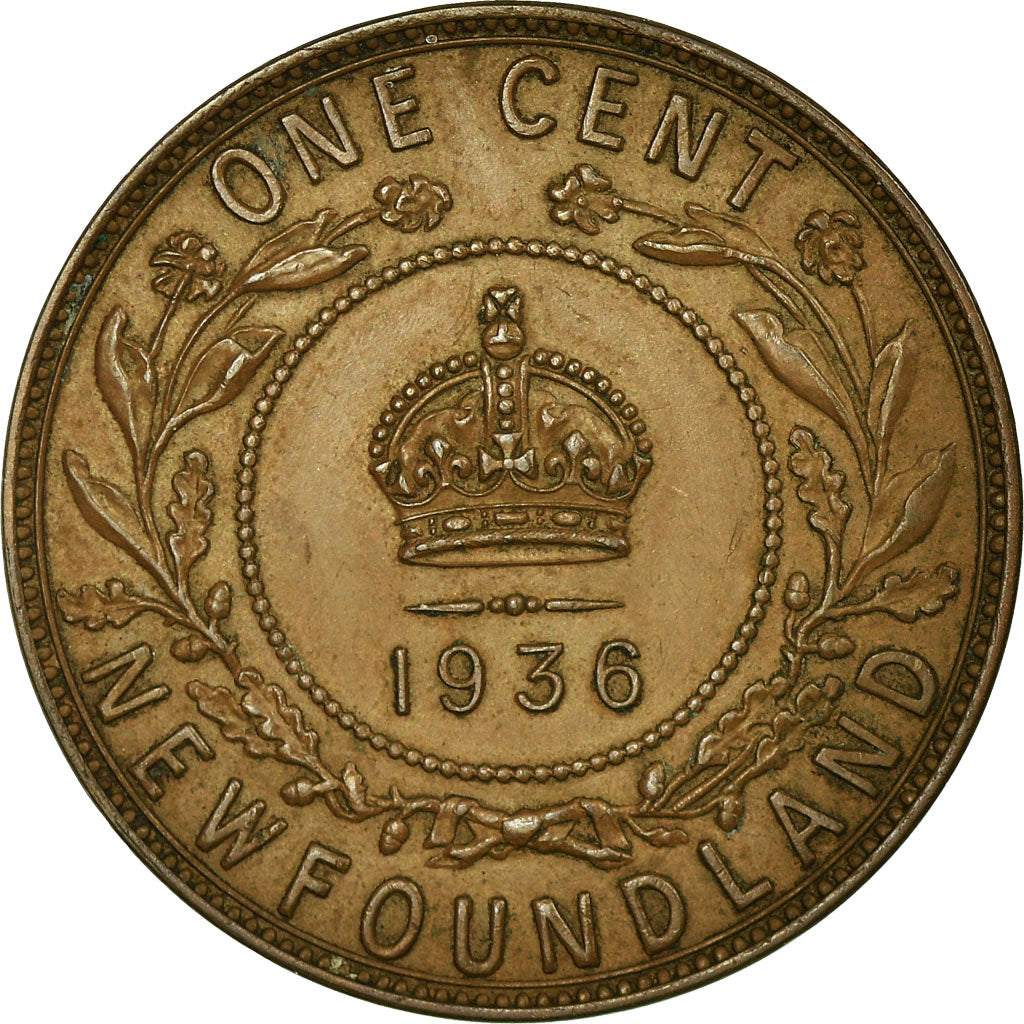 Coin, NEWFOUNDLAND, Large Cent, 1936, Royal Canadian Mint, EF(40-45), Bronze