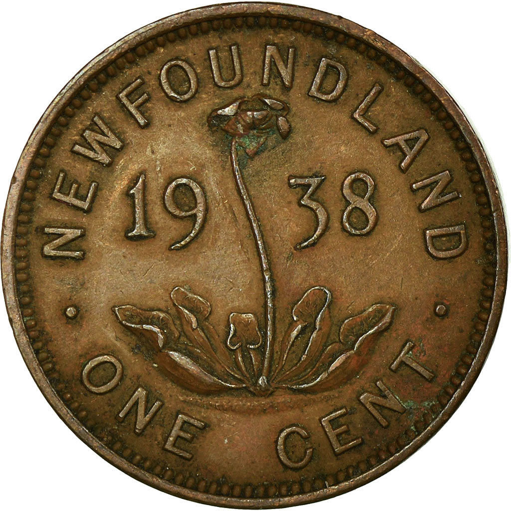 Coin, NEWFOUNDLAND, Small Cent, 1938, Royal Canadian Mint, Ottawa, VF(30-35)