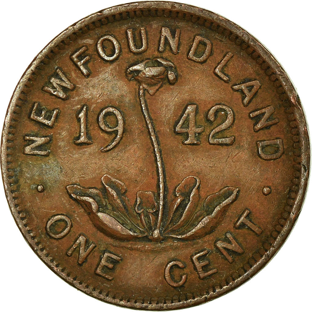 Coin, NEWFOUNDLAND, Small Cent, 1942, Royal Canadian Mint, Ottawa, VF(30-35)