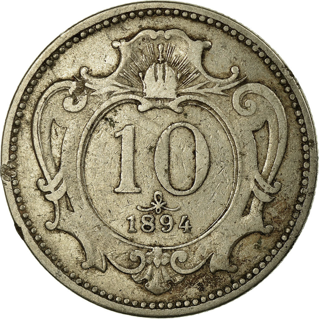 Coin, Austria, Franz Joseph I, 10 Heller, 1894, VF(30-35), Nickel, KM:2802