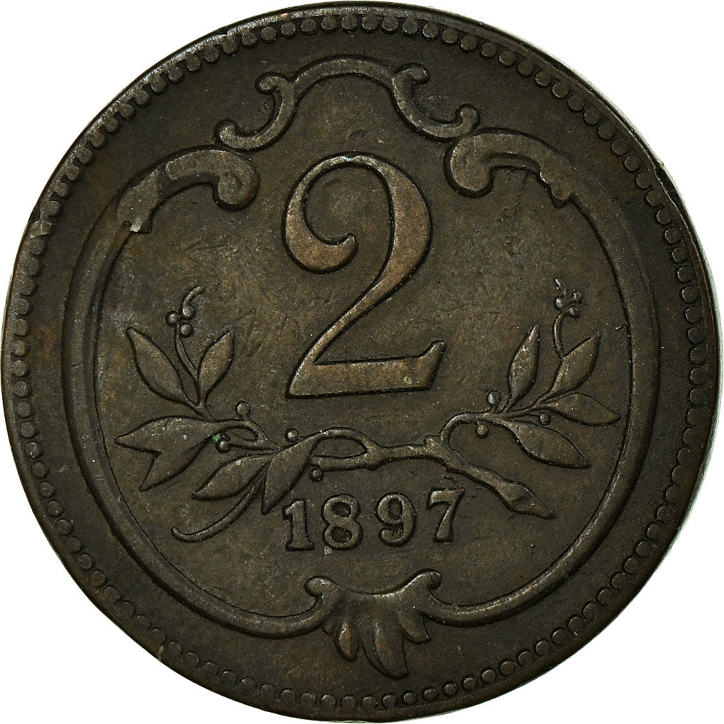 Coin, Austria, Franz Joseph I, 2 Heller, 1897, EF(40-45), Bronze, KM:2801