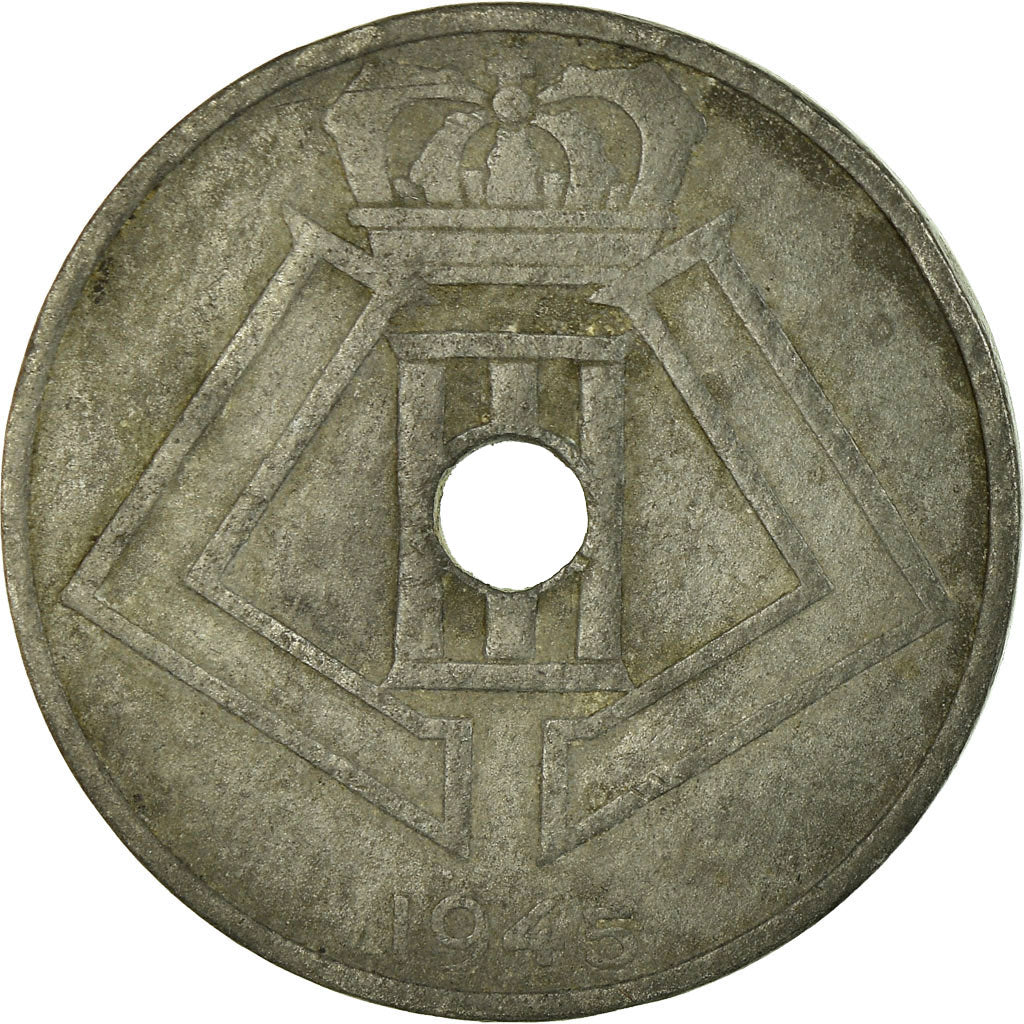 Moeda, Bélgica, 25 Centimes, 1945, VF(20-25), Zinco, KM:132