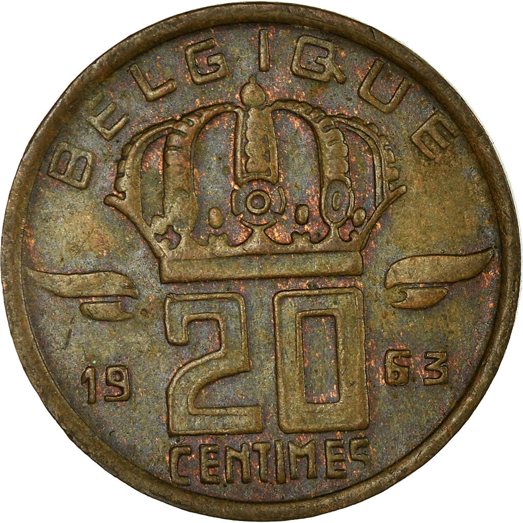 Coin, Belgium, 20 Centimes, 1963, VF(30-35), Bronze, KM:146