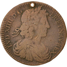 France, Royal, Token, VF(20-25), Copper, 24, Feuardent #7403, 3.40