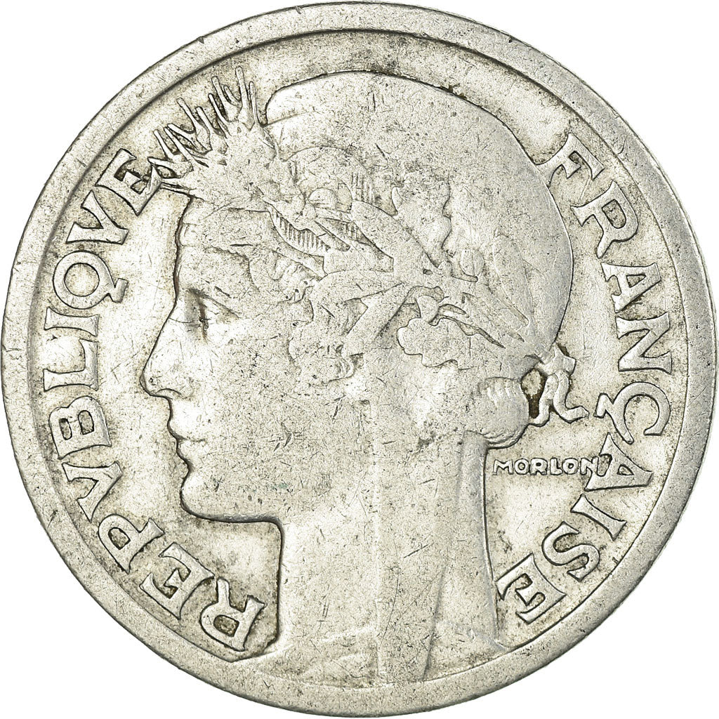 Moneda, Francia, Morlon, 2 Francs, 1941, Paris, BC+, Aluminio, KM:886a.1