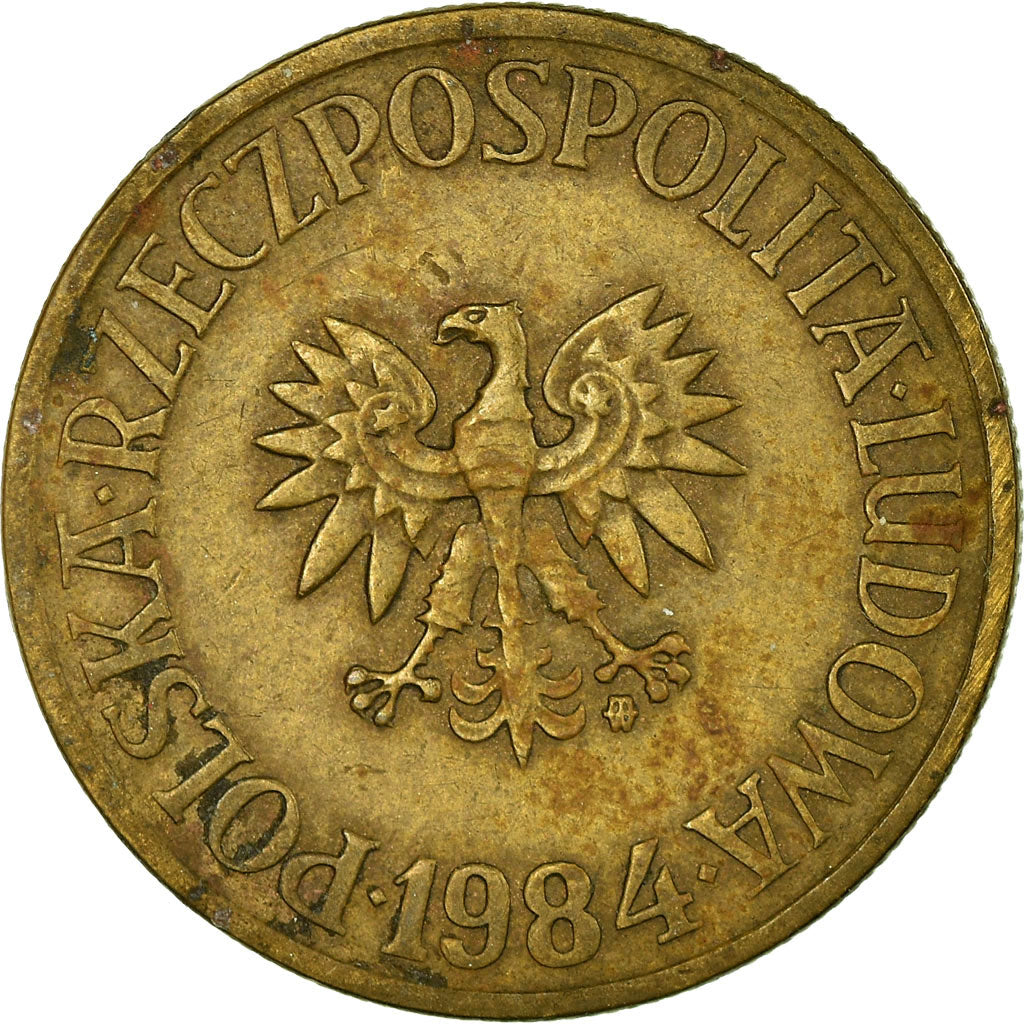 Coin, Poland, 5 Zlotych, 1984, Warsaw, VF(30-35), Brass, KM:81.1