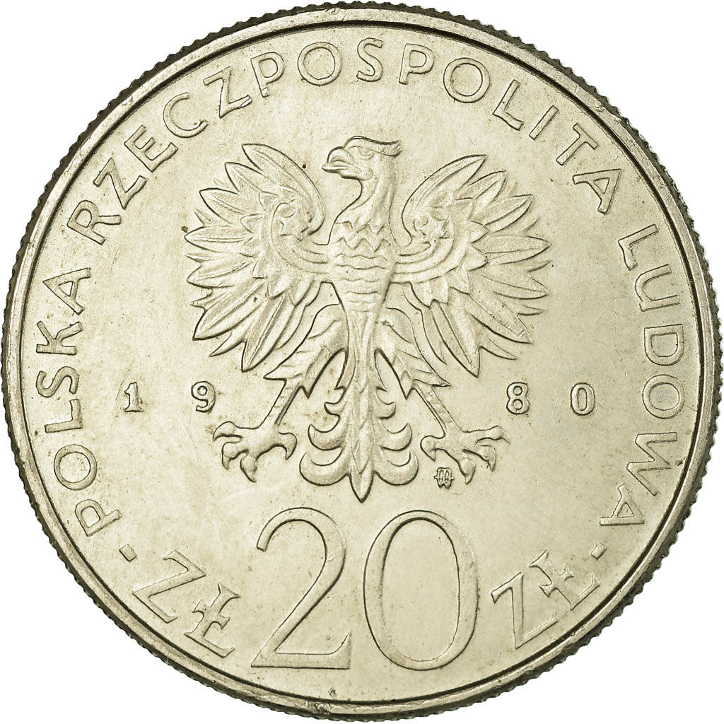 Moeda, Polónia, 20 Zlotych, 1980, Warsaw, EF(40-45), Cobre-níquel, KM:112
