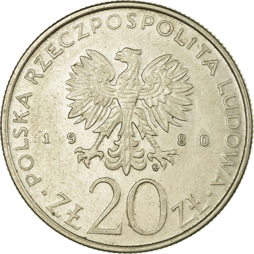 Moneda, Polonia, 20 Zlotych, 1980, Warsaw, BC+, Cobre - níquel, KM:108