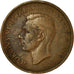 Moneda, Gran Bretaña, George VI, 1/2 Penny, 1942, BC+, Bronce, KM:844