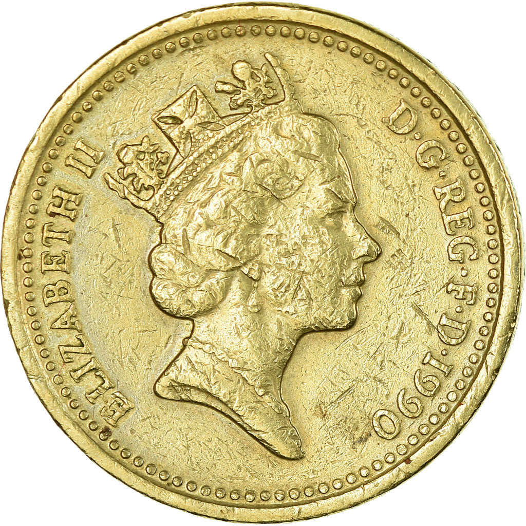 Münze, Großbritannien, Elizabeth II, Pound, 1990, S+, Nickel-brass, KM:941