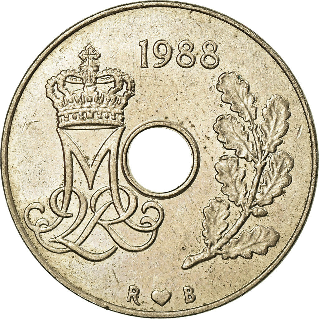 Coin, Denmark, Margrethe II, 25 Öre, 1988, Copenhagen, EF(40-45)