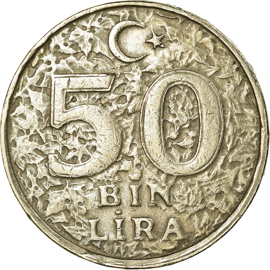 Coin, Turkey, 50000 Lira, 50 Bin Lira, 1996, EF(40-45), Copper-Nickel-Zinc