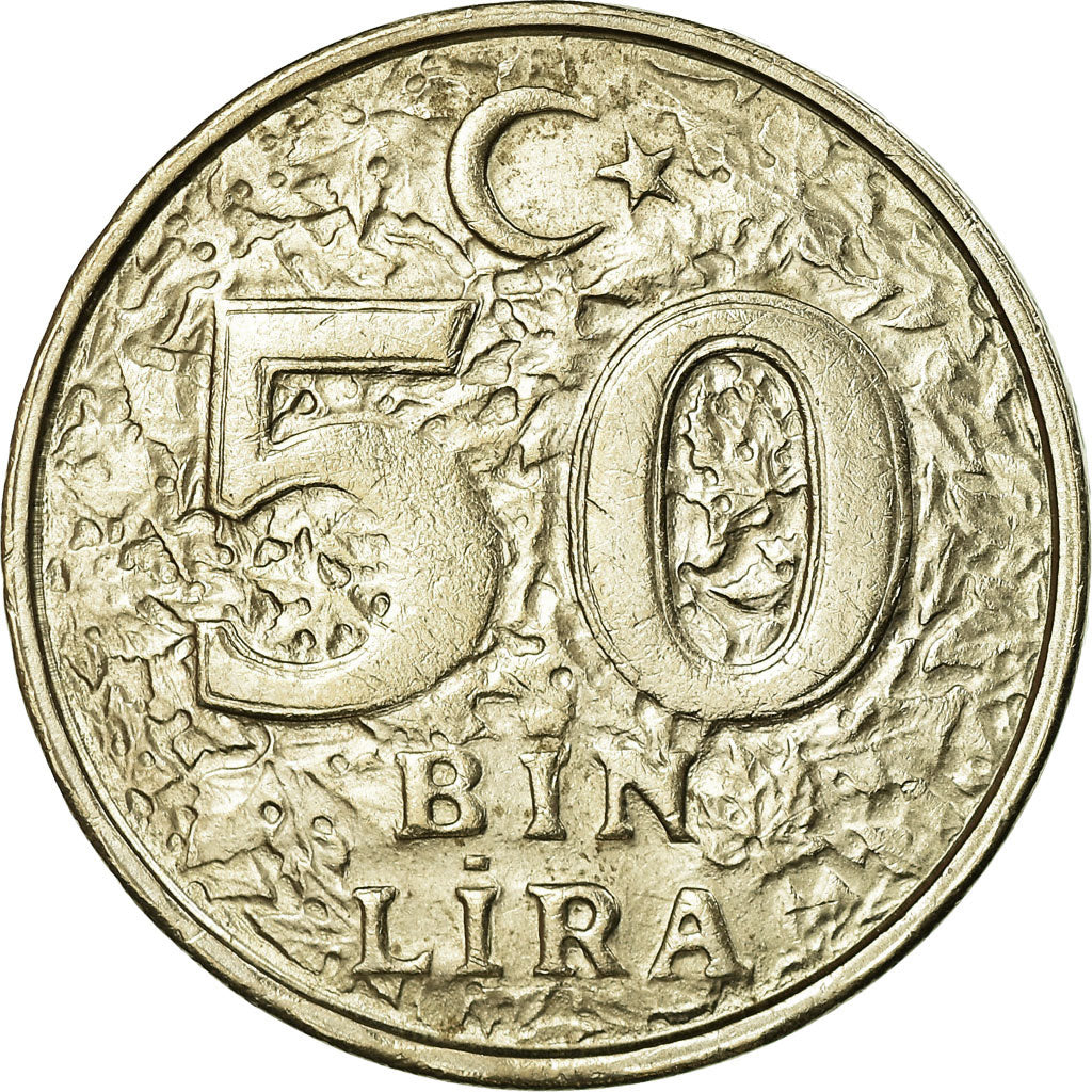 Moneda, Turquía, 50000 Lira, 50 Bin Lira, 2000, MBC, Cobre - níquel - cinc