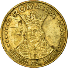 Moneta, Romania, 20 Lei, 1991, MB+, Acciaio ricoperto in ottone, KM:109