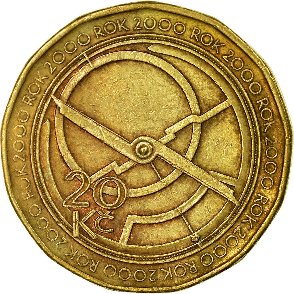 Coin, Czech Republic, 20 Korun, 2000, Jablonec nad Nisou, EF(40-45), Brass