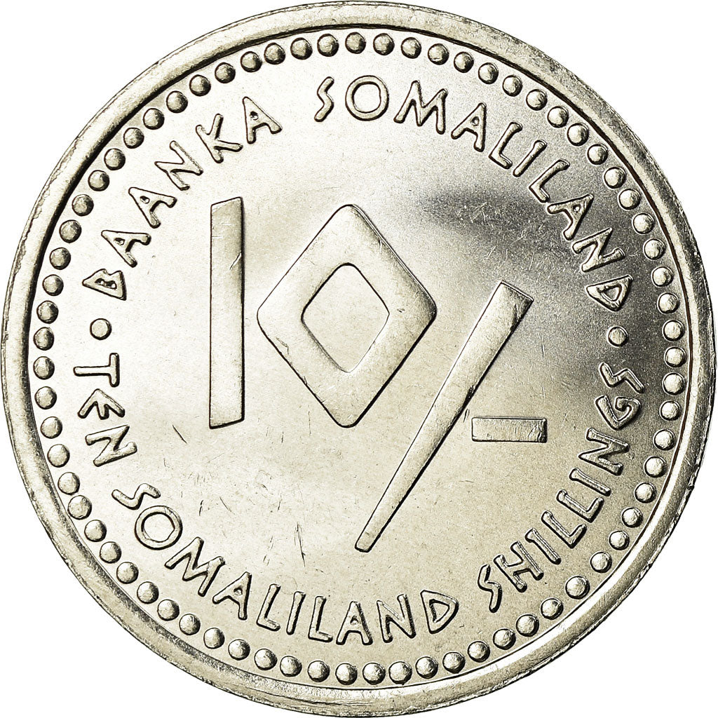 Coin, Somaliland, 10 Shillings, 2006, AU(55-58), Stainless Steel, KM:8