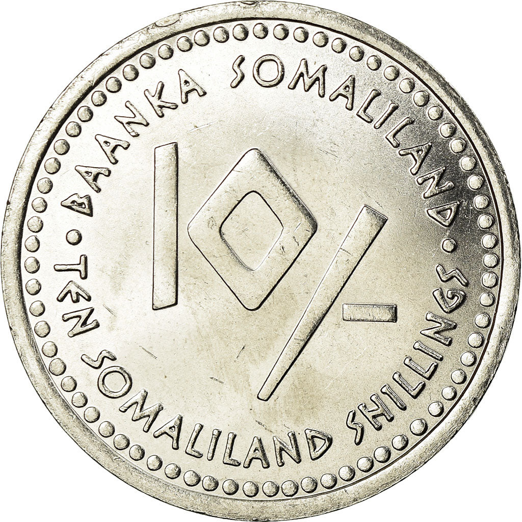 Coin, Somaliland, 10 Shillings, 2006, AU(55-58), Stainless Steel, KM:15