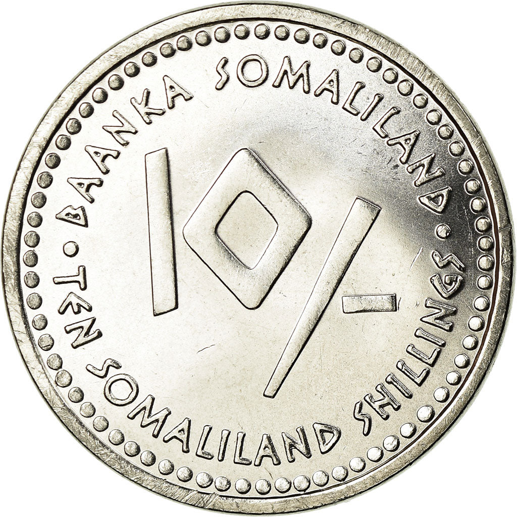 Coin, Somaliland, 10 Shillings, 2006, AU(55-58), Stainless Steel, KM:18