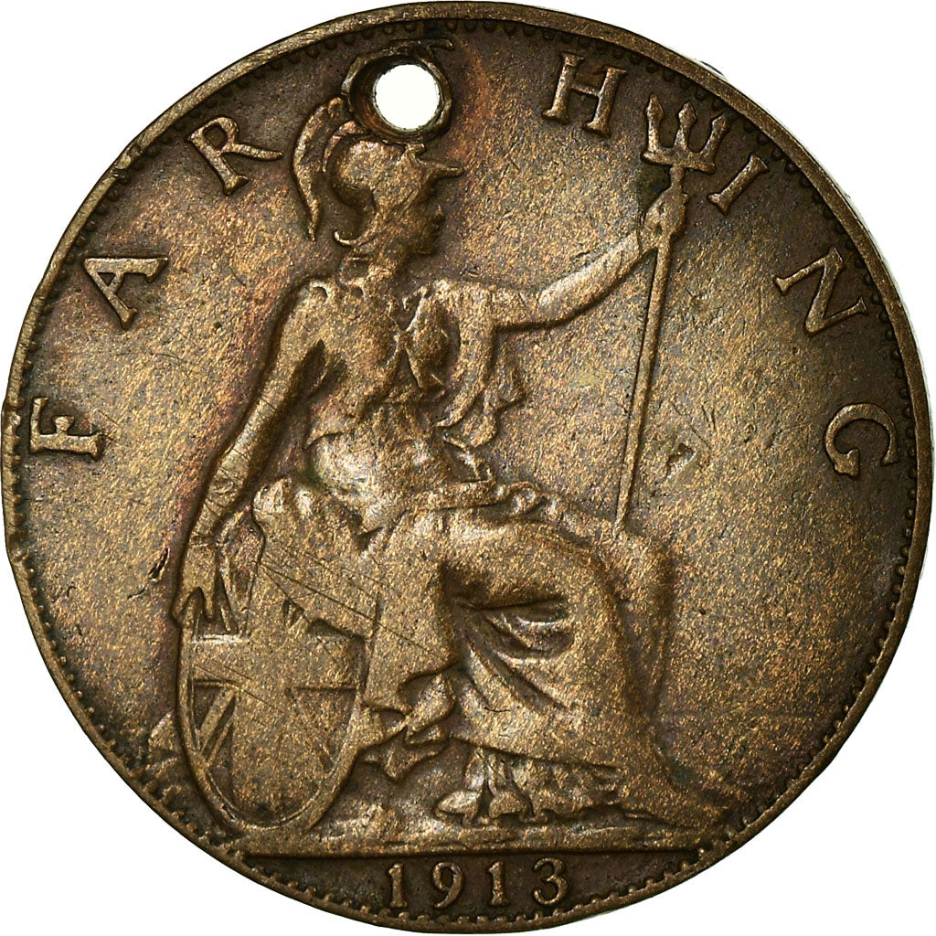 Coin, Great Britain, George V, Farthing, 1913, VF(20-25), Bronze, KM:808.1