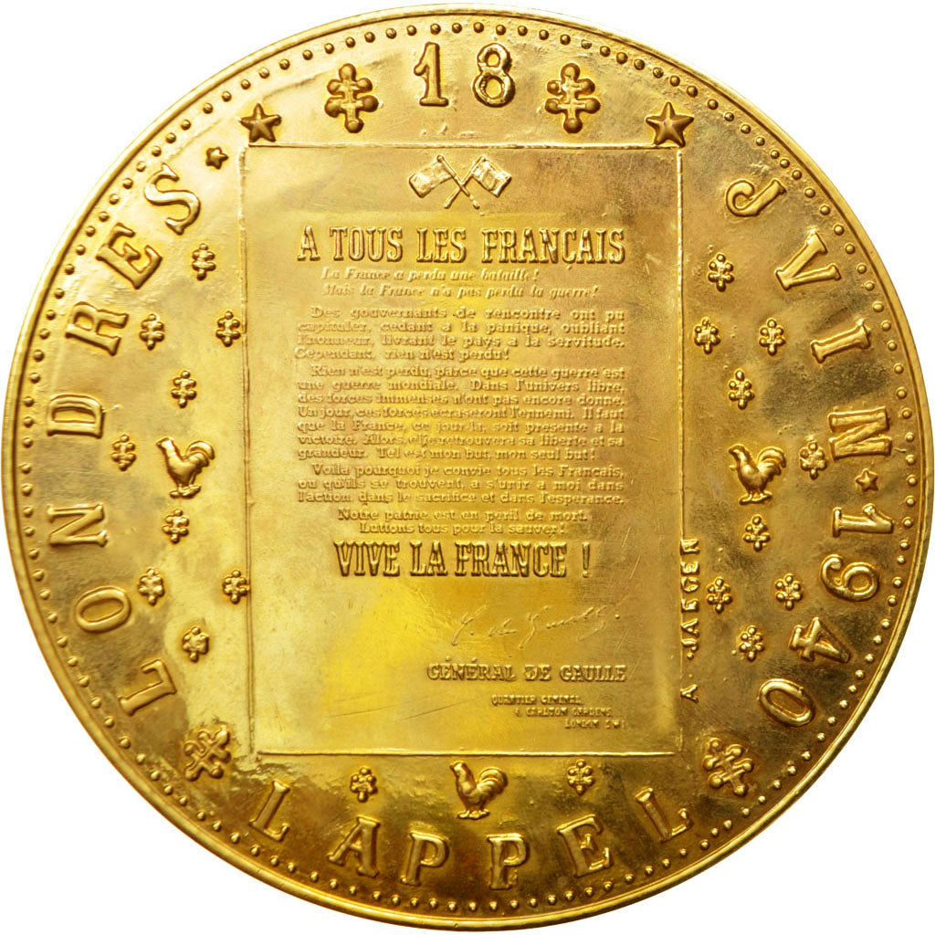 Frankrijk, Medaille, De Gaulle, L'Appel du 18 Juin, Londres, De Jaeger, FDC